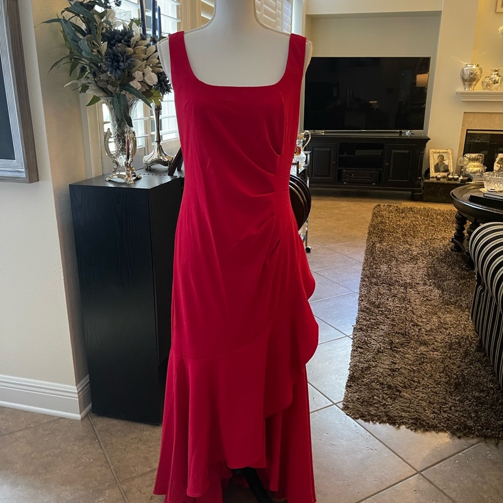 Adrianna Papell Asymmetrical Red Dress/I’M MOVING, MAKE YOUR OFFER!!!!